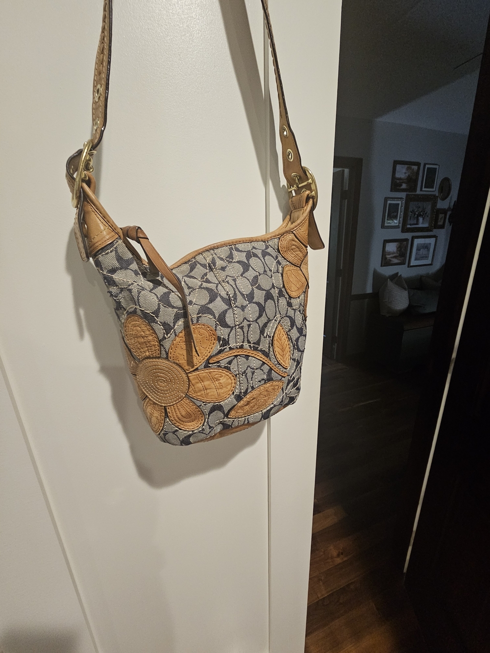 Coach Denin Bleecker Floral Leather Applique RARE Vintage Y2K